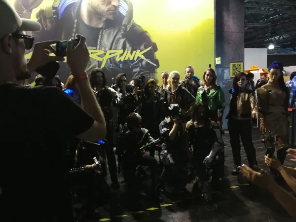 At the Cyberpunk 2077 booth